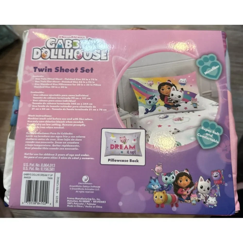 Franco DreamWorks Gabby's Dollhouse Kids Twin,‎ Sheet Set